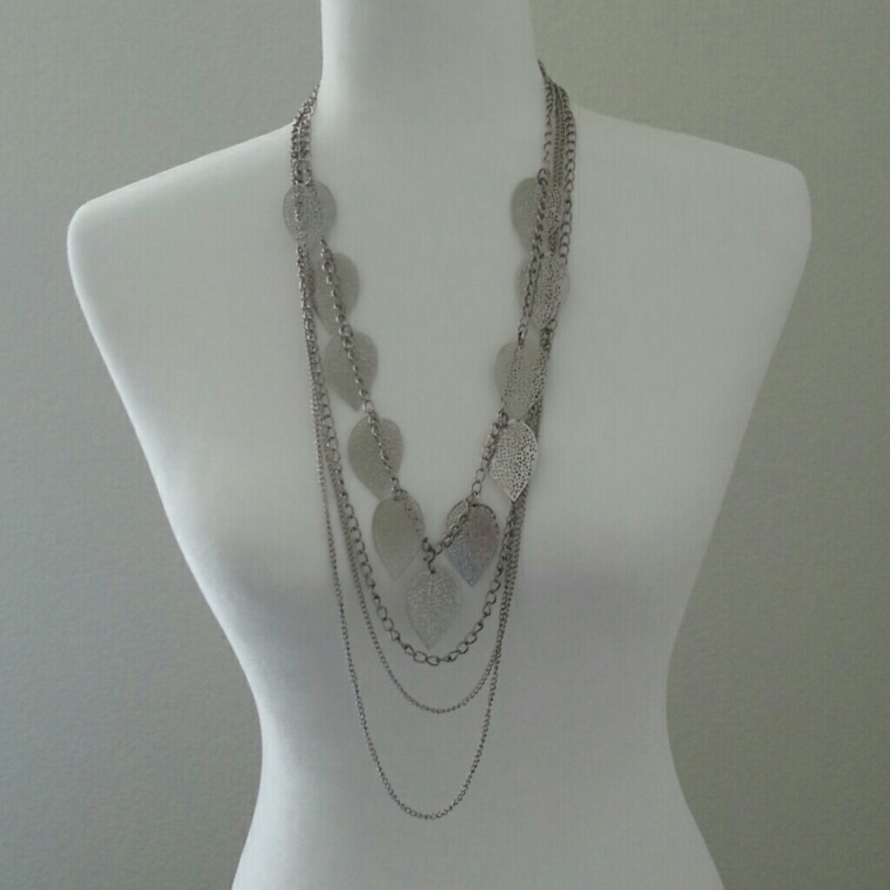 2 / for $10 Silver tone leaf necklace